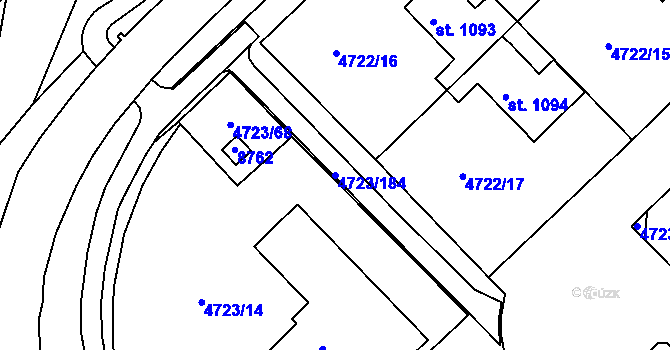 Parcela st. 4723/184 v KÚ Veselí-Předměstí, Katastrální mapa