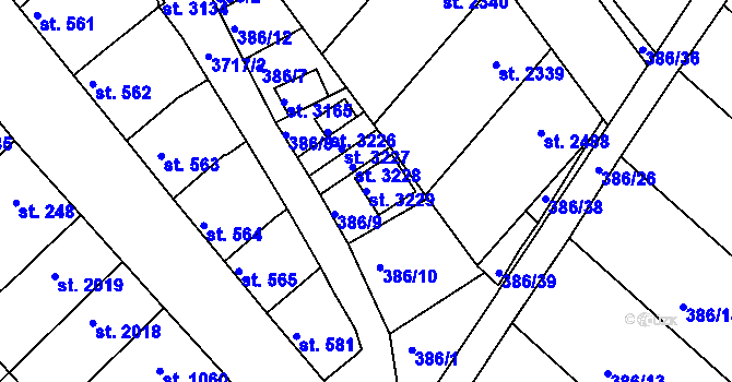 Parcela st. 3229 v KÚ Veselí-Předměstí, Katastrální mapa