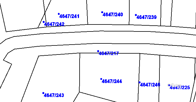 Parcela st. 4647/217 v KÚ Veselí-Předměstí, Katastrální mapa