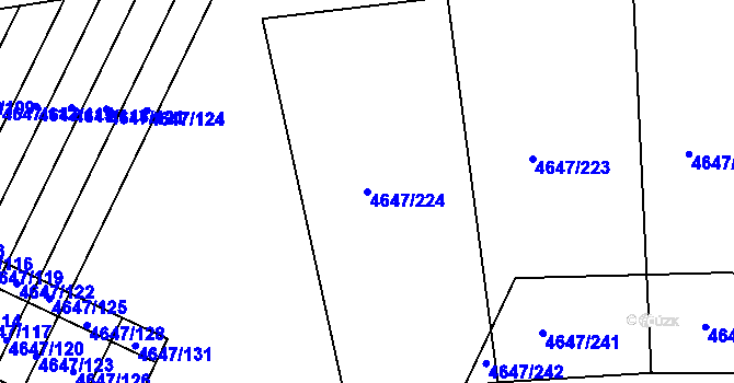 Parcela st. 4647/224 v KÚ Veselí-Předměstí, Katastrální mapa