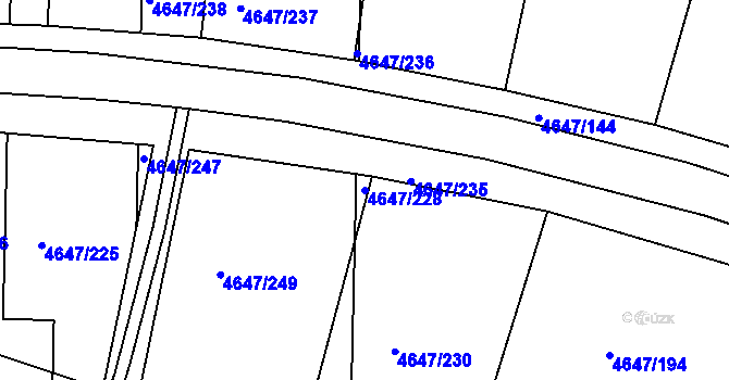Parcela st. 4647/228 v KÚ Veselí-Předměstí, Katastrální mapa