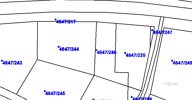 Parcela st. 4647/246 v KÚ Veselí-Předměstí, Katastrální mapa