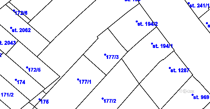 Parcela st. 177/3 v KÚ Veselí-Předměstí, Katastrální mapa