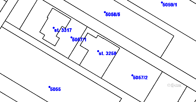 Parcela st. 3258 v KÚ Veselí-Předměstí, Katastrální mapa