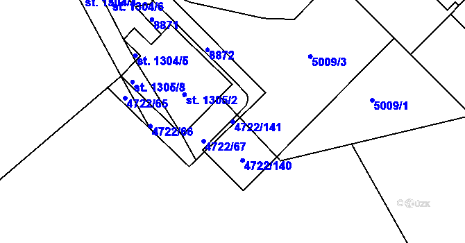 Parcela st. 4722/141 v KÚ Veselí-Předměstí, Katastrální mapa