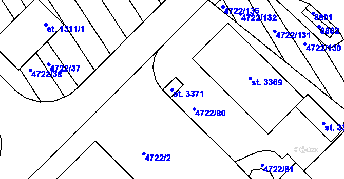 Parcela st. 3371 v KÚ Veselí-Předměstí, Katastrální mapa