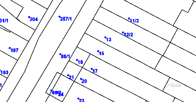 Parcela st. 15 v KÚ Milokošť, Katastrální mapa