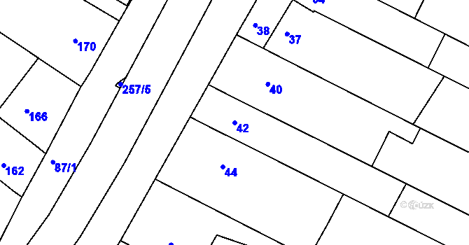 Parcela st. 42 v KÚ Milokošť, Katastrální mapa