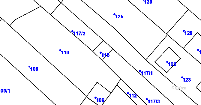 Parcela st. 116 v KÚ Milokošť, Katastrální mapa