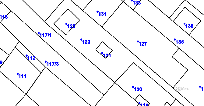 Parcela st. 121 v KÚ Milokošť, Katastrální mapa
