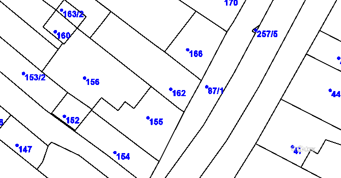 Parcela st. 162 v KÚ Milokošť, Katastrální mapa