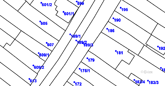 Parcela st. 189/3 v KÚ Milokošť, Katastrální mapa