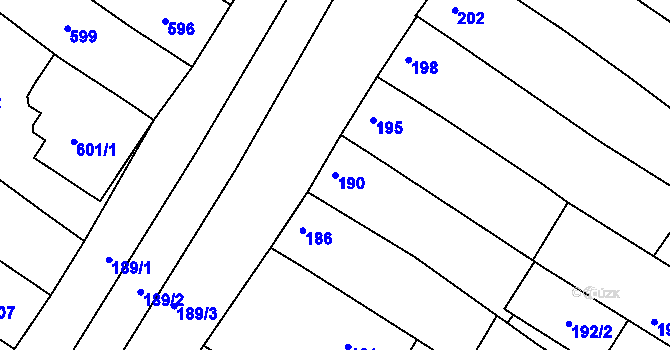 Parcela st. 190 v KÚ Milokošť, Katastrální mapa