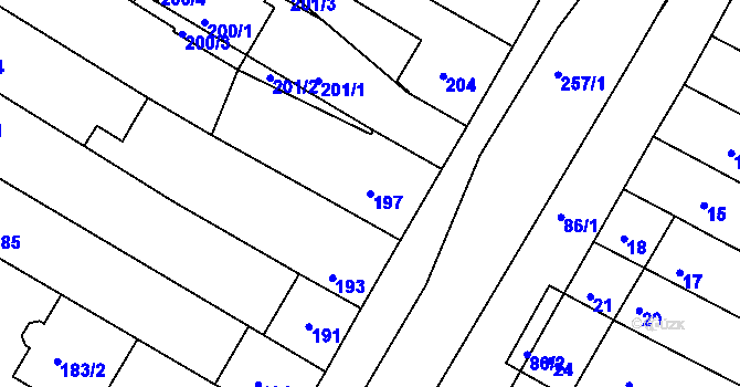 Parcela st. 197 v KÚ Milokošť, Katastrální mapa