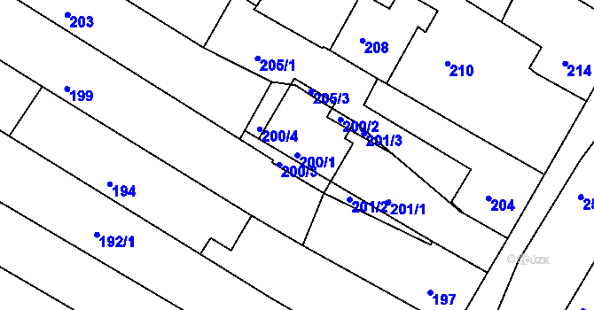 Parcela st. 200/1 v KÚ Milokošť, Katastrální mapa