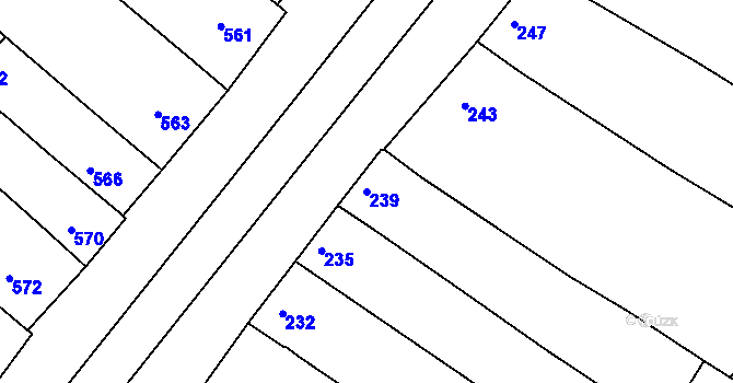 Parcela st. 239 v KÚ Milokošť, Katastrální mapa