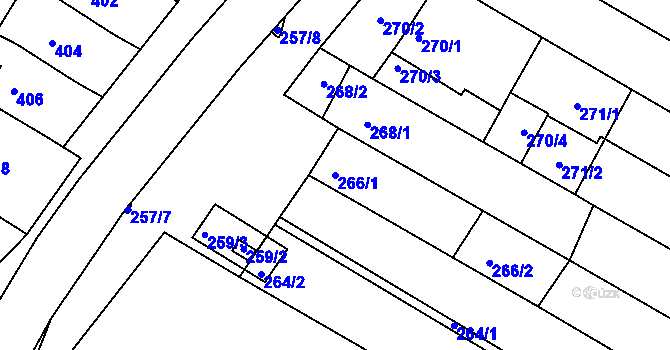 Parcela st. 266/1 v KÚ Milokošť, Katastrální mapa