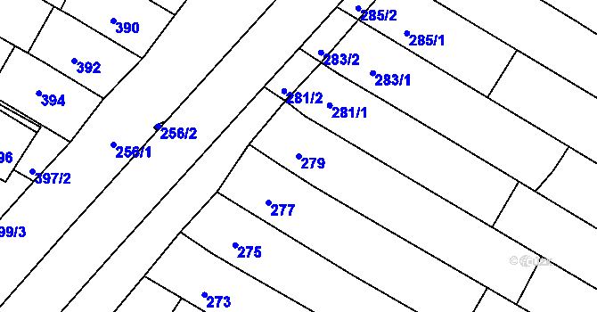 Parcela st. 279 v KÚ Milokošť, Katastrální mapa