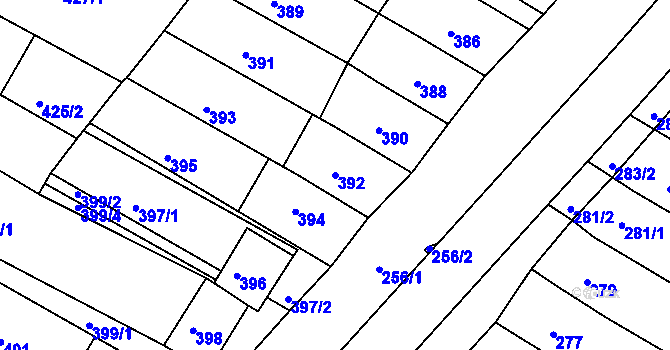 Parcela st. 392 v KÚ Milokošť, Katastrální mapa