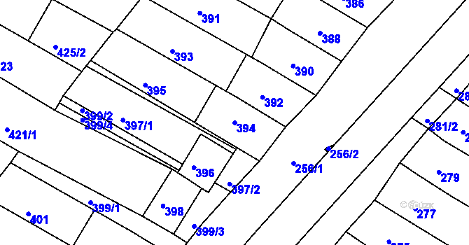 Parcela st. 394 v KÚ Milokošť, Katastrální mapa