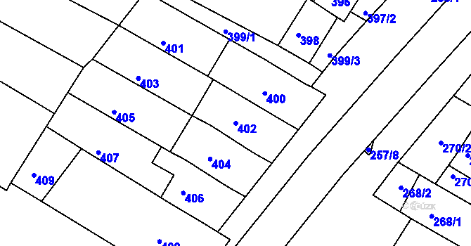 Parcela st. 402 v KÚ Milokošť, Katastrální mapa
