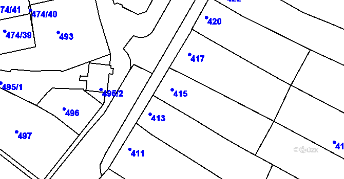 Parcela st. 415 v KÚ Milokošť, Katastrální mapa