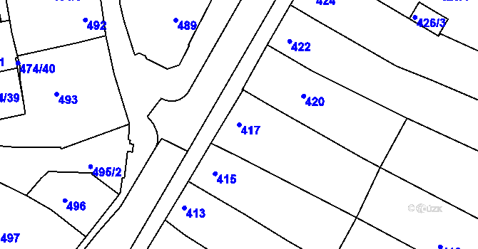 Parcela st. 417 v KÚ Milokošť, Katastrální mapa