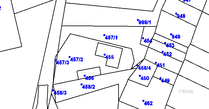 Parcela st. 455 v KÚ Milokošť, Katastrální mapa