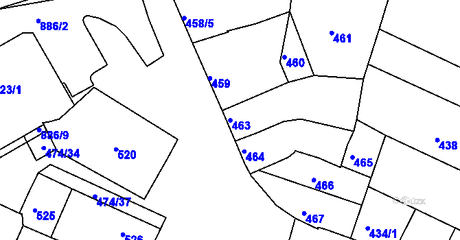 Parcela st. 463 v KÚ Milokošť, Katastrální mapa