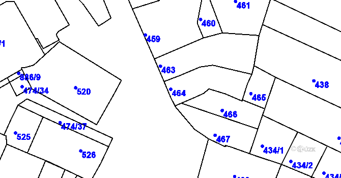 Parcela st. 464 v KÚ Milokošť, Katastrální mapa