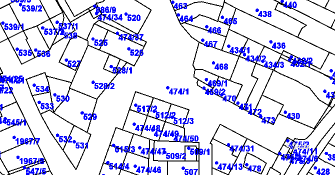 Parcela st. 474/1 v KÚ Milokošť, Katastrální mapa