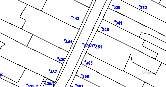 Parcela st. 474/7 v KÚ Milokošť, Katastrální mapa