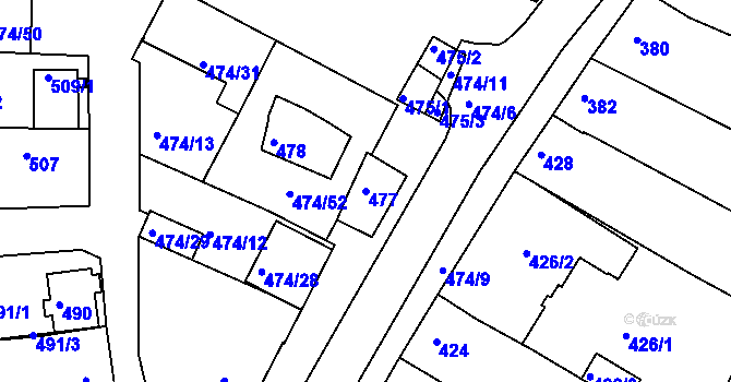 Parcela st. 477 v KÚ Milokošť, Katastrální mapa