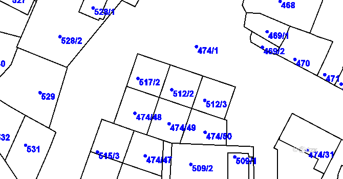 Parcela st. 512/2 v KÚ Milokošť, Katastrální mapa