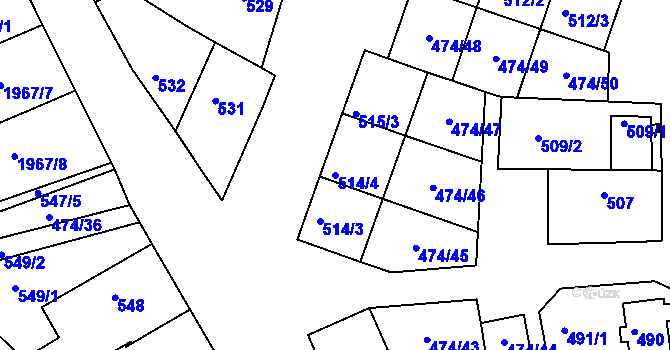 Parcela st. 514/4 v KÚ Milokošť, Katastrální mapa