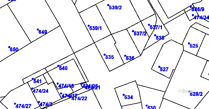 Parcela st. 535 v KÚ Milokošť, Katastrální mapa