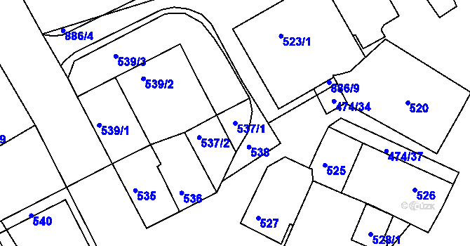 Parcela st. 537/1 v KÚ Milokošť, Katastrální mapa