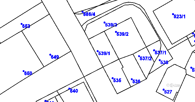 Parcela st. 539/1 v KÚ Milokošť, Katastrální mapa