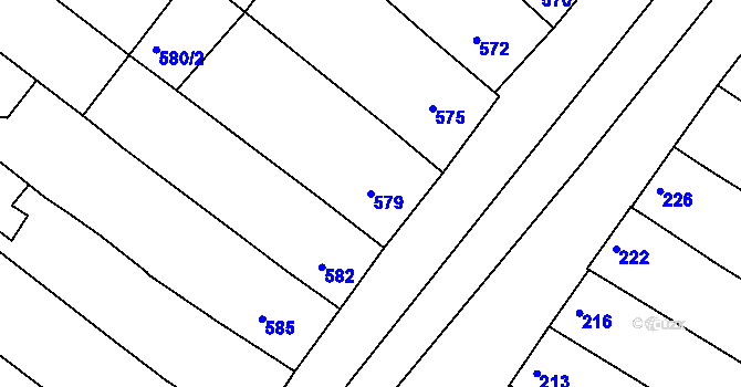 Parcela st. 579 v KÚ Milokošť, Katastrální mapa