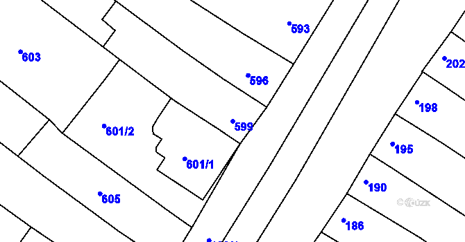 Parcela st. 599 v KÚ Milokošť, Katastrální mapa