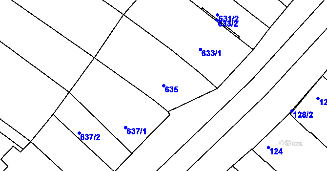 Parcela st. 635 v KÚ Milokošť, Katastrální mapa