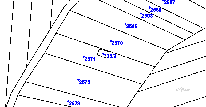 Parcela st. 733/2 v KÚ Milokošť, Katastrální mapa