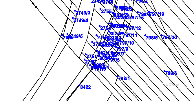 Parcela st. 802/11 v KÚ Milokošť, Katastrální mapa