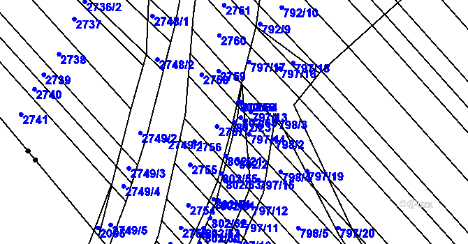 Parcela st. 802/23 v KÚ Milokošť, Katastrální mapa