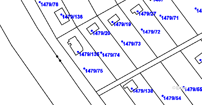 Parcela st. 1479/74 v KÚ Milokošť, Katastrální mapa