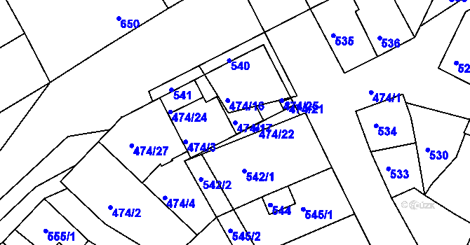 Parcela st. 474/17 v KÚ Milokošť, Katastrální mapa