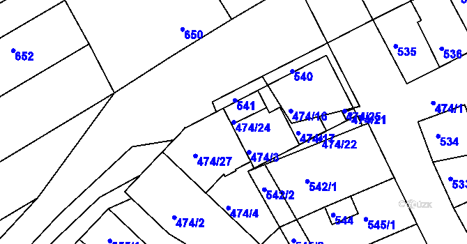 Parcela st. 474/24 v KÚ Milokošť, Katastrální mapa