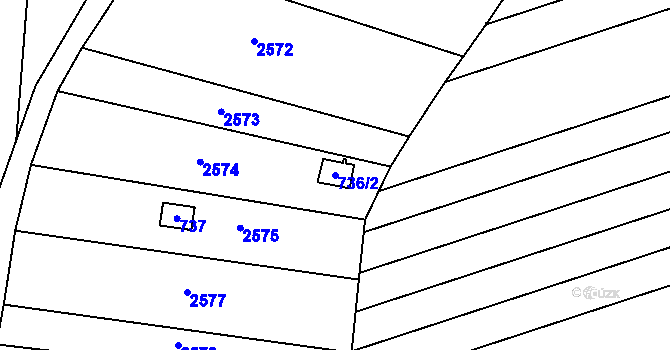 Parcela st. 736/2 v KÚ Milokošť, Katastrální mapa