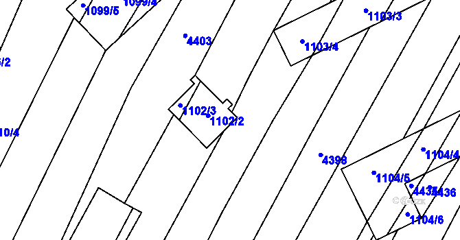Parcela st. 1102/1 v KÚ Milokošť, Katastrální mapa
