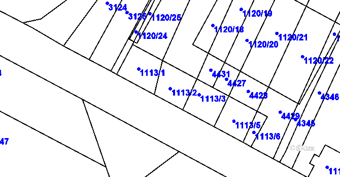 Parcela st. 1113/2 v KÚ Milokošť, Katastrální mapa